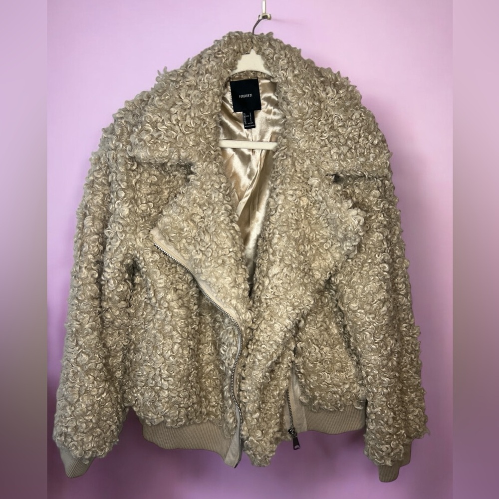 Forever 21 Cream Teddy Jacket